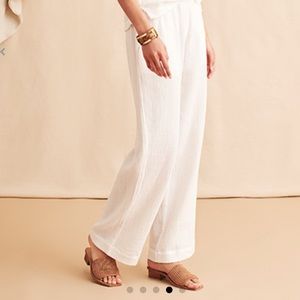 Faherty - White Wide Leg Cotton Pants - Size M - NWT